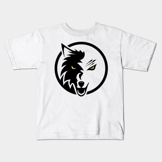 Circular Wolf Head Kids T-Shirt by Pieartscreation